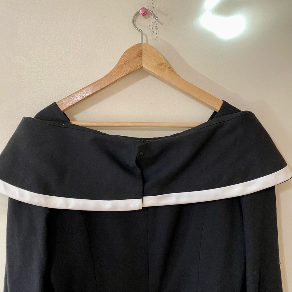 Vintage 80s Arnold Scaasi Dress Black White Classic Size 14 - NWT - Picture 7 of 9